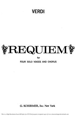 Requiem, G. Verdi. Vocal Score (Complete). Ed. Sch...