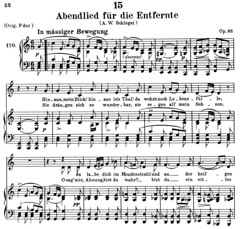 Abendlied für die entfernte D.856, Tiefe Stimme C-...