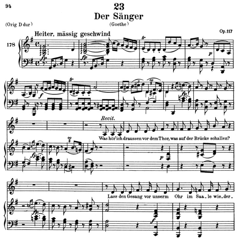 Der sänger D.149, Tiefe Stimme G-Dur, F. Schubert....