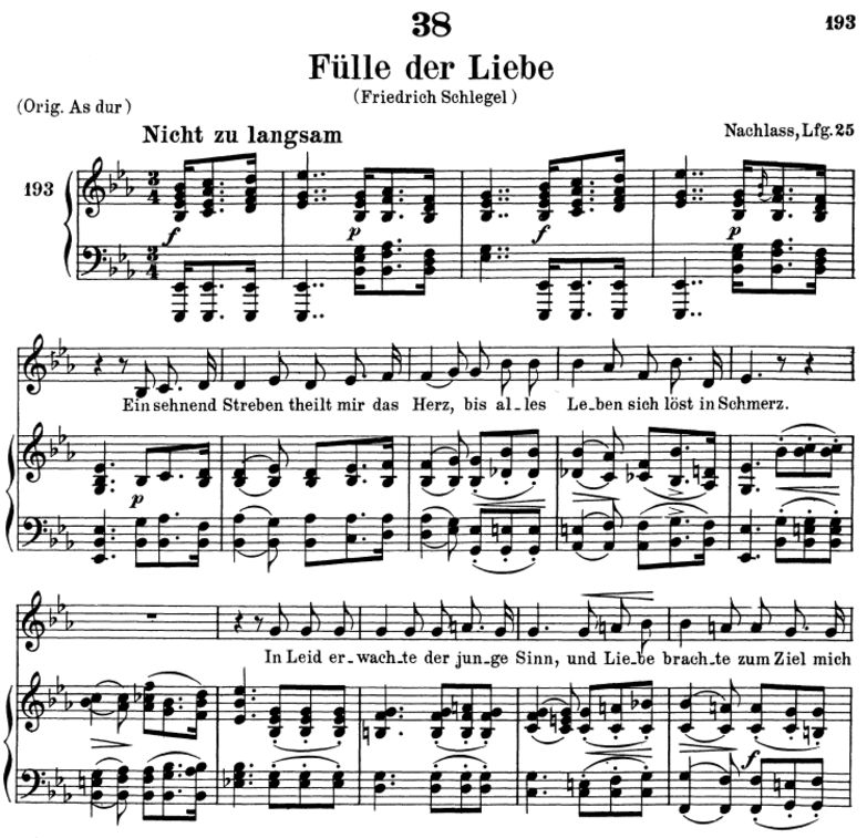 Fülle der Liebe, D.854, Tiefe Stimme Es-Dur, F. Sc...