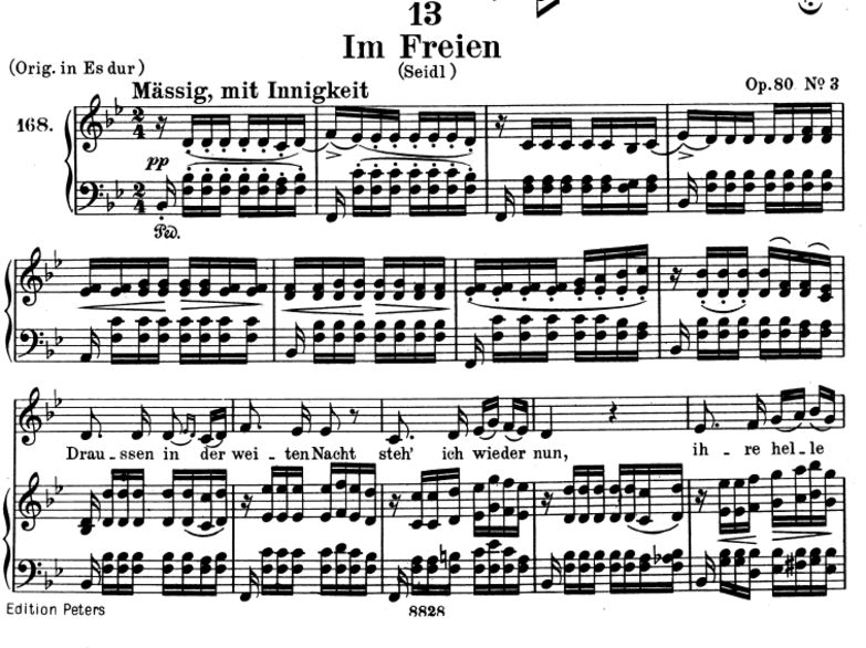 Im freien, D.880, Tiefe Stimme B-Dur, F. Schubert....