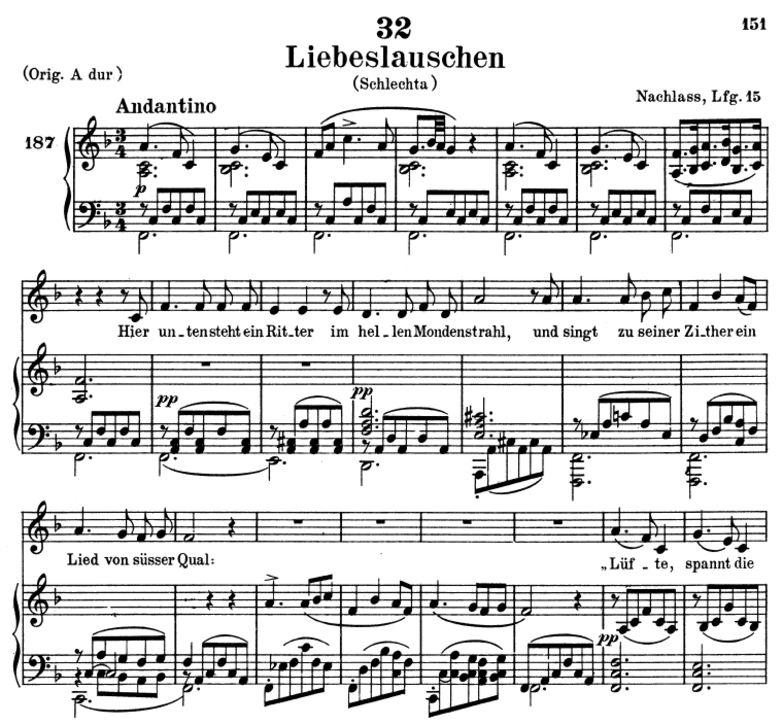 Liebeslauschen, D.698, Tiefe Stimme F-Dur, F. Schu...