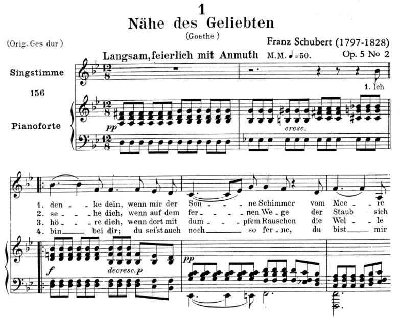 Nähe des geliebten, D.162, Tiefe Stimme B-Dur, F. ...