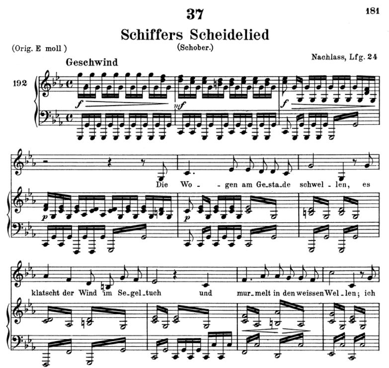 Schiffers Scheidelied, D.910, Tiefe Stimme c-moll,...