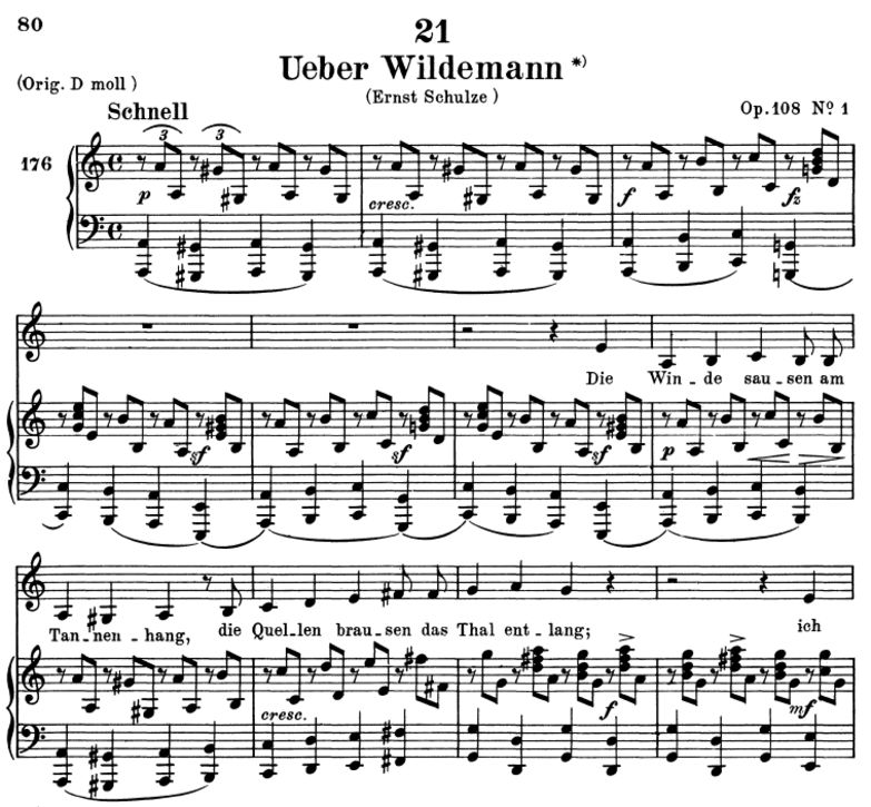 Über Wildemann, D.867, a-moll, F. Schubert. Peters...