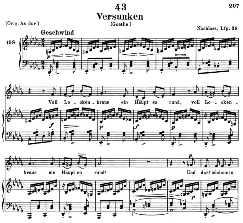 Versunken, D.715, des-moll, F. Schubert. Peters Fr...