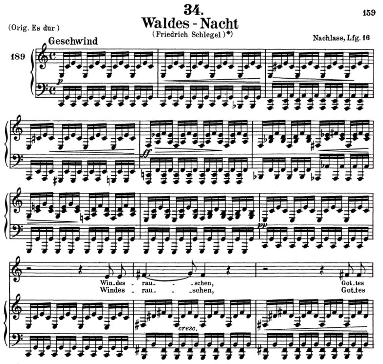 Waldes Nacht, D.708, C-Dur, F. Schubert. Peters Fr...