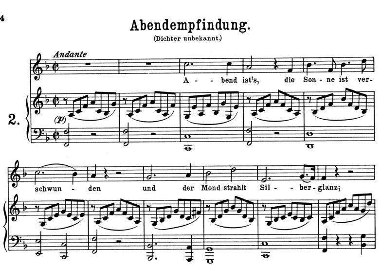 Abendempfindung K.523, High Voice in F Major.W.A.M...