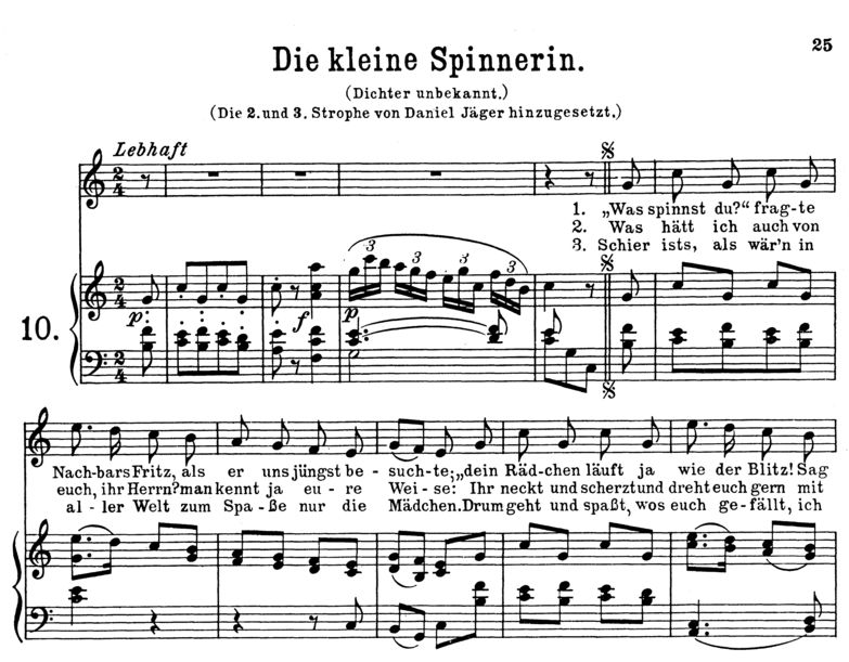 Die kleine Spinnerin K 531, High Voice in D Major....