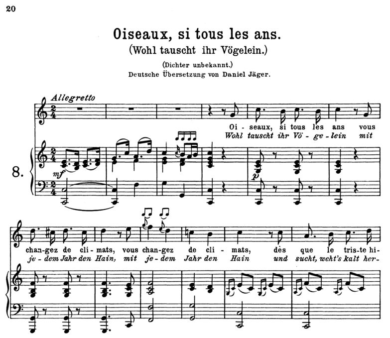 Oiseaux si tous les ans K.307, High Voice in C Maj...