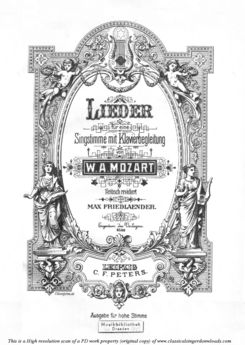 W.A. Mozart Lieder for High Voice, Ed. C.F. Peters...