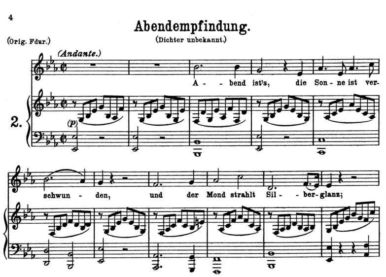 Abendempfindung K.523, Medium Voice in E-Flat Majo...