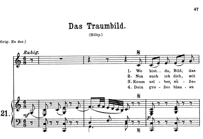 Das Traumbild K.530, Medium Voice in C Major. W.A....