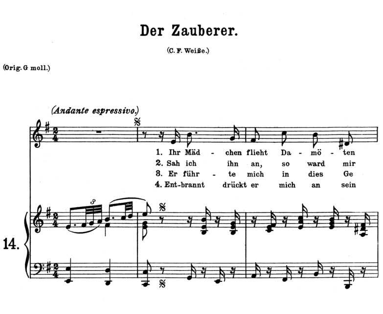 Der Zauberer K 472, Low Voice in E minor. W.A.Moza...