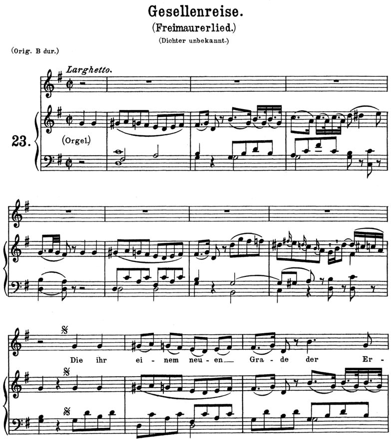 Gesellenreise K.468, Low Voice in G Major. W.A.Moz...