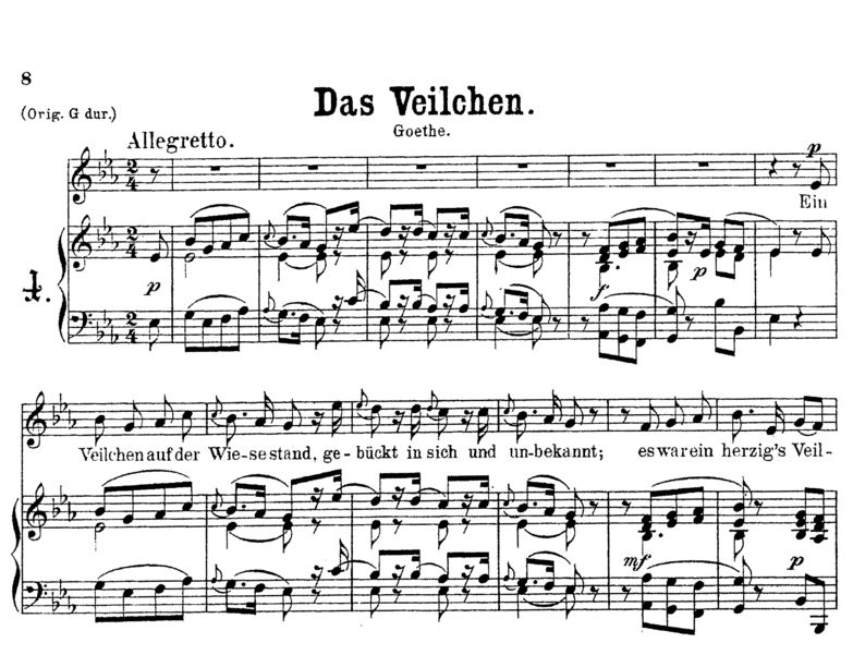 Das Veilchen K. 476 Low Voice in E-Flat Major. W.A...