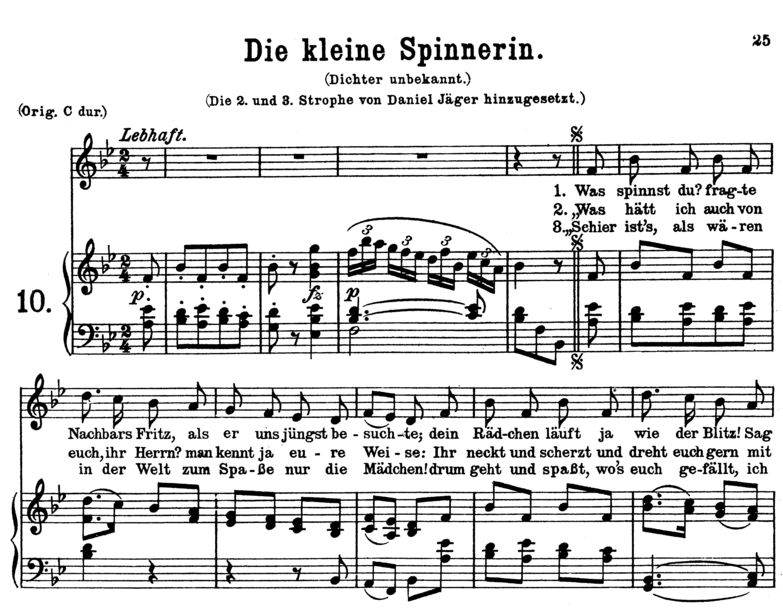 Die Kleine Spinnerinn K.531, Low Voice in B-Flat M...