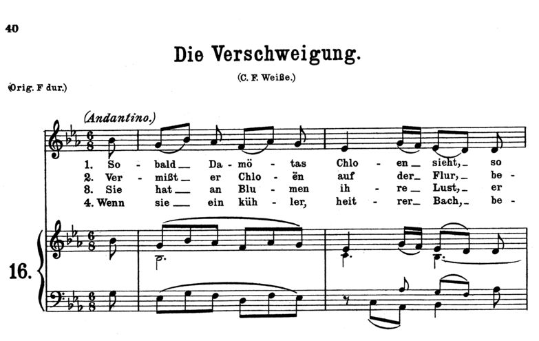 Die Verschweigung K.518, Low Voice in E-Flat Major...