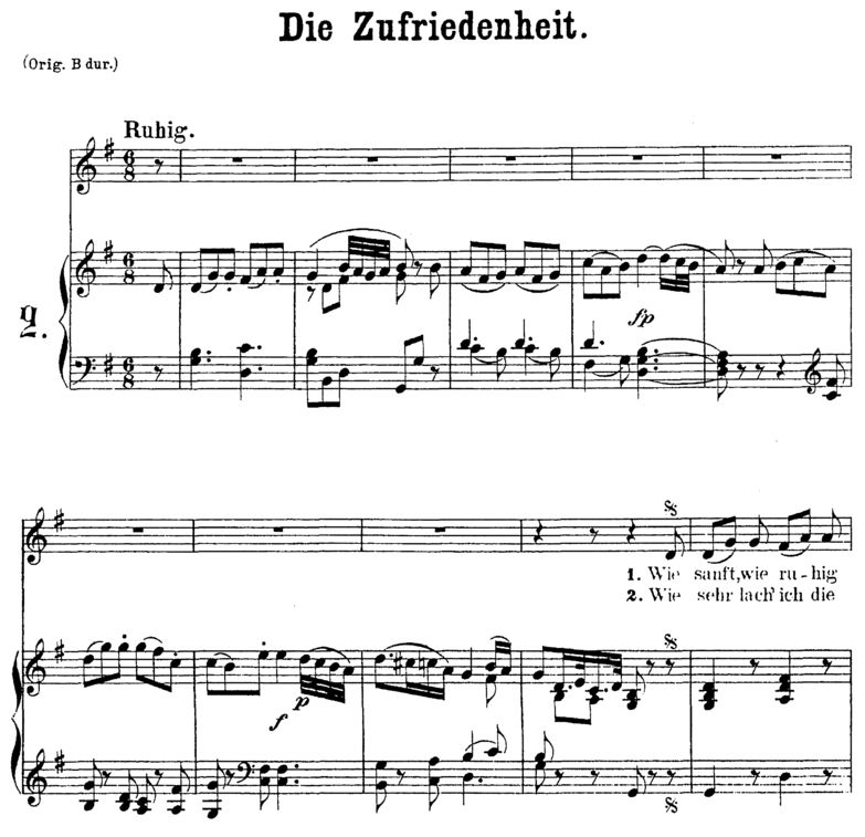 Die Zufriedenheit K.473, Low Voice in G Major. W.A...