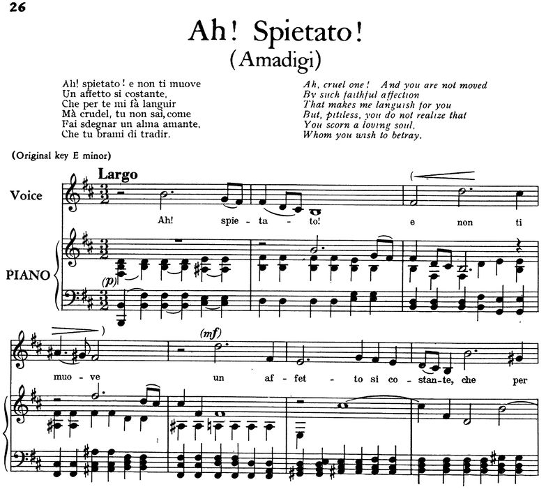 Ah! Spietato! Low Voice in D minor, Amadigi Re di ...