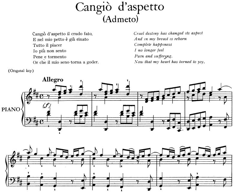 Cangiò d'aspetto: Contralto Aria (Admeto) in D Maj...