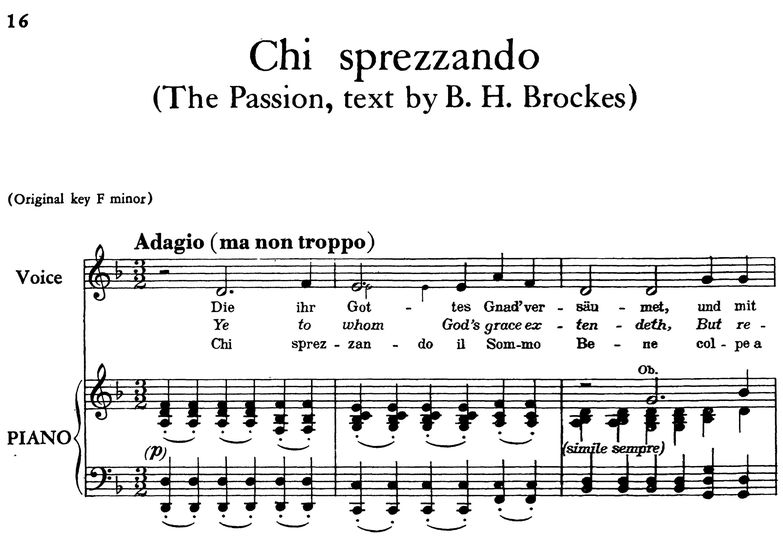 Chi sprezzando, Low Voice in D minor (Transpositio...