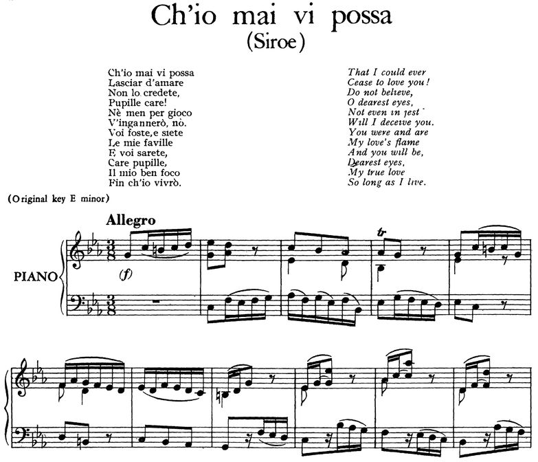 Ch'io mai vi possa, Low Voice in D minor (Transpos...