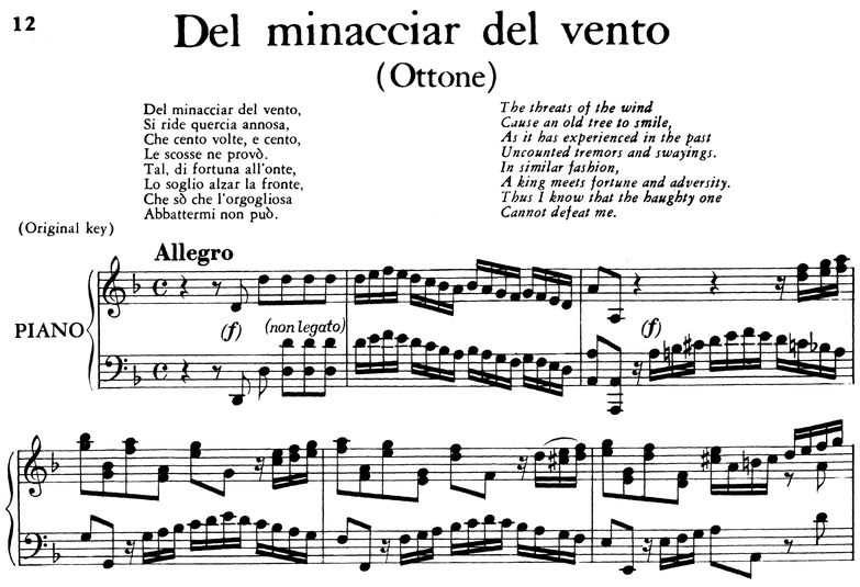 Del minacciar del vento, Aria for Contralto, Low V...