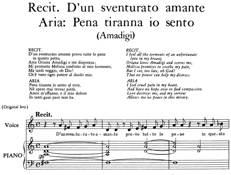 D'un sventurato amante...Pena tiranna, Recitative ...