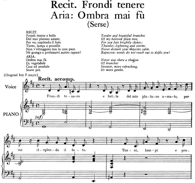 Frondi tenere... Ombra mai fù, Recitative and Aria...