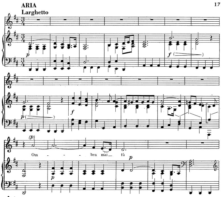 Ombra mai fù, Recitative and Aria for Low Voice in...