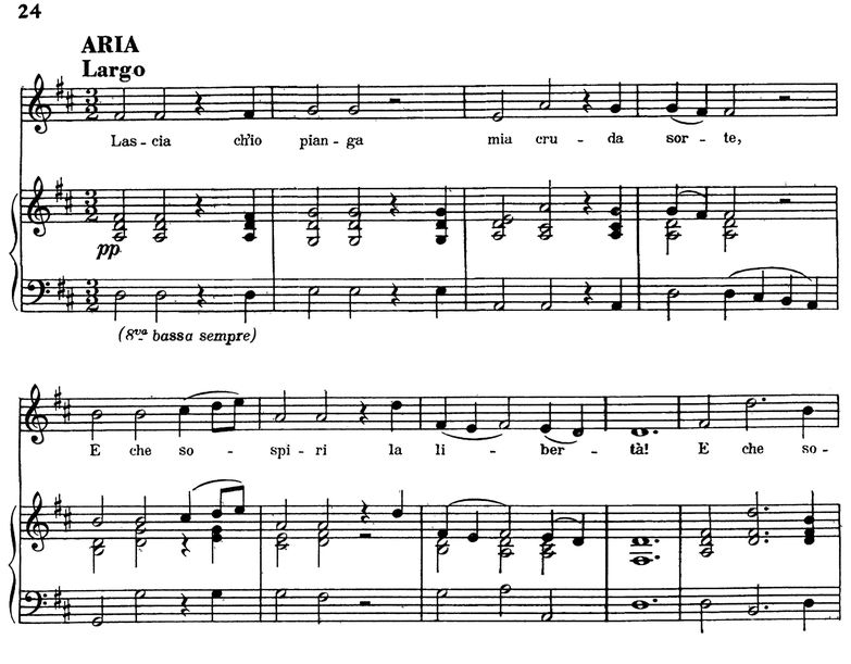 Lascia ch'io pianga , recitative and Aria for Low ...