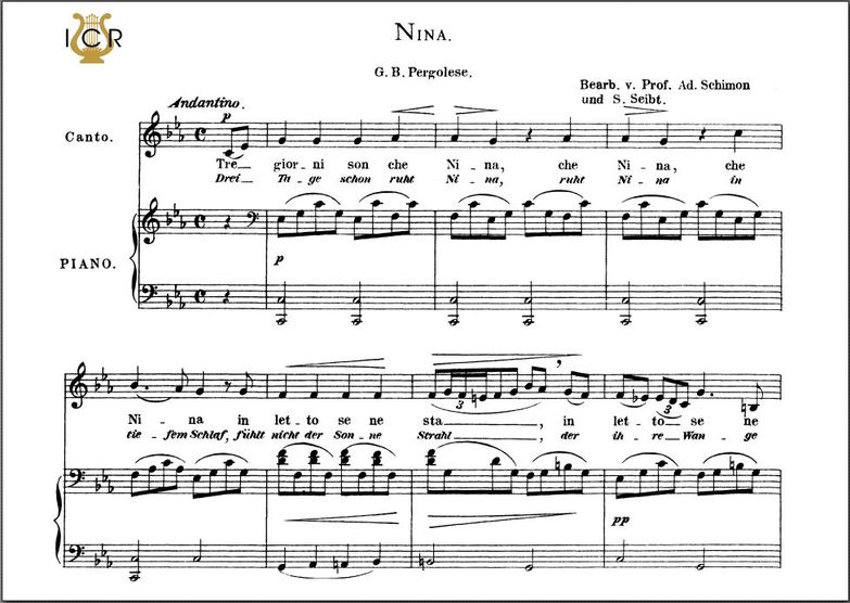 Nina, Tiefe Stimme in C Moll, G.G. Pergolesi. Für ...