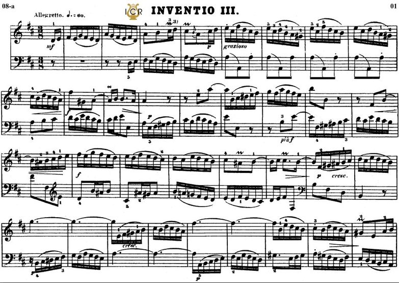 Invention No.3 in C minor BWV 774, J.S. Bach. Bisc...