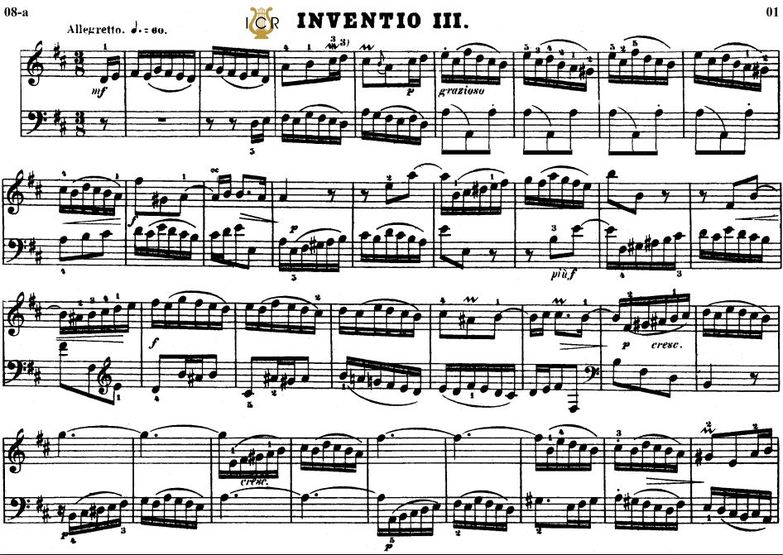 Invention No.3 in C minor BWV 774, J.S. Bach. Bisc...