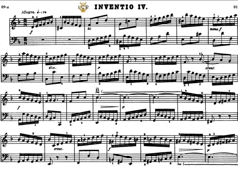 Invention No.4 in D minor BWV 775, J.S. Bach. Bisc...