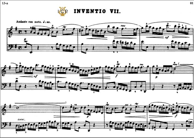 Invention No.7 in E minor BWV 778, J.S. Bach. Bisc...