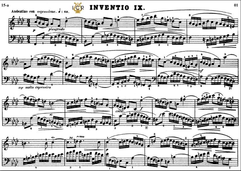 Invention No.9 in F minor BWV 780, J.S. Bach. Bisc...
