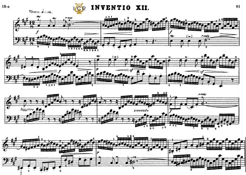 Invention No.12 in A Major BWV 783 J.S. Bach. Bisc...