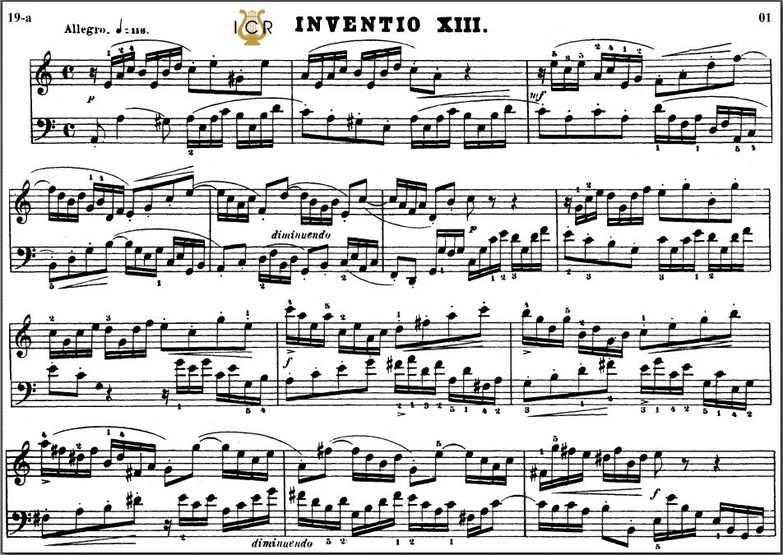 Invention No.13 in A minor BWV 784, J.S. Bach. Bis...