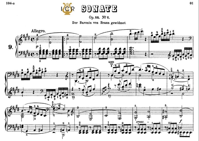 Piano Sonata No.9, Op.14 No.1 in E Major, L.V.Beet...