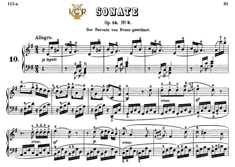 Piano Sonata No.10, Op.14 No.2 in G Major, L.V.Bee...