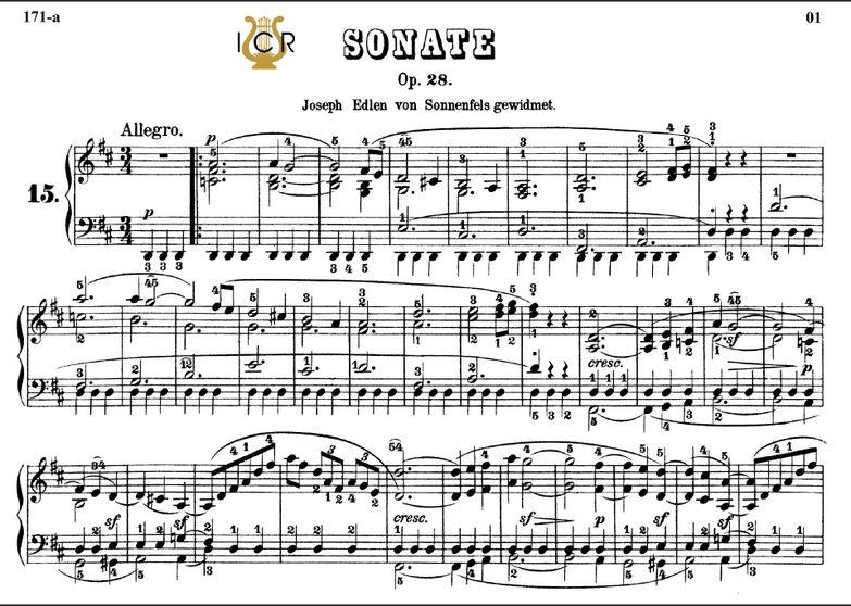 Piano Sonata No.15, Op.28 n D Major, «Pastoral», L...