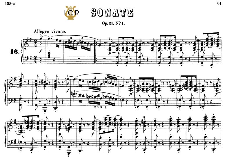 Piano Sonata No.16, Op.31 No.1 in G Major, L.V.Bee...