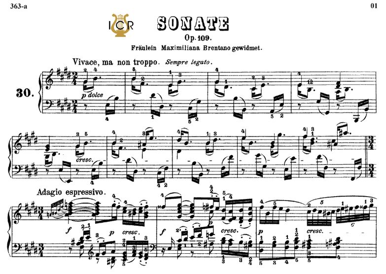 Piano Sonata No.30, Op.109 in E Major, L.V.Beethov...