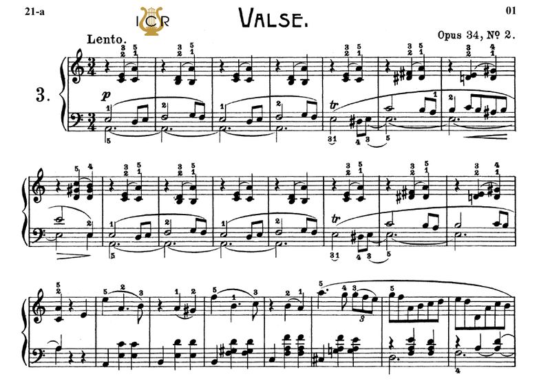 Waltz No.3, Op. 34 No 2 in A Minor, F. Chopin, Ed....