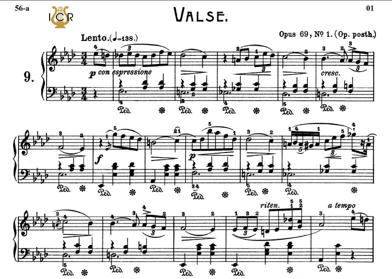 Waltz No.9, Op.69 No.1 in A-Flat Major, F. Chopin,...