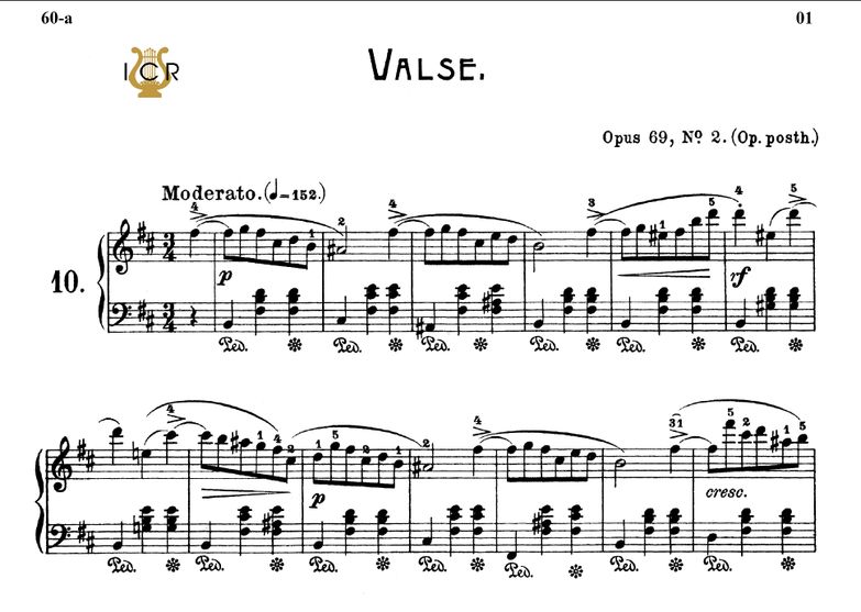 Waltz No.10, Op.69 No.2 in B Minor, F. Chopin, Ed....