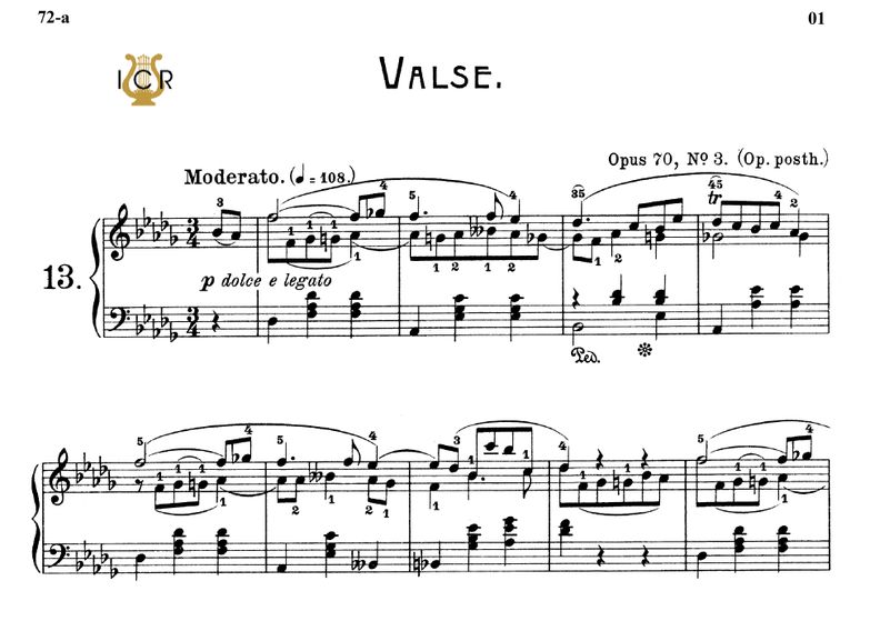 Waltz No.13, Op.70 No.3 in D-Flat Major F. Chopin,...