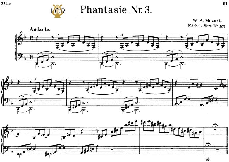 Fantasia No.3, K.397 in D minor, W.A Mozart, Breit...